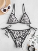 ZAFUL Maillot de Bain Bikini Léopard Peau de Serpent Noué Cousu à Cordon M Blanc