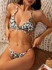 ZAFUL Maillot de Bain Bikini Léopard Plissé Enveloppé M