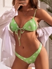 ZAFUL Maillot de Bain Bikini Marguerite à Jambe Haute en Vichy M Vert