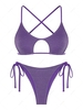 ZAFUL Maillot de Bain Bikini Métallisé Etoile Brillant Croisé en Forme D