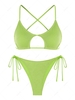 ZAFUL Maillot de Bain Bikini Métallisé Etoile Brillant Croisé en Forme D
