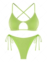 ZAFUL Maillot de Bain Bikini Métallisé Etoile Brillant Croisé en Forme D
