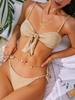 ZAFUL Maillot de Bain Bikini Métallisé Noué à Côté à Paillettes S Café lumière