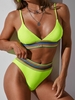 ZAFUL Maillot de Bain Bikini Néon Imprimé à Coupe Haute L Vert
