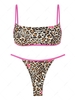 ZAFUL Maillot de Bain Bikini Néon Léopard Côtelé à Cordon M Café lumière