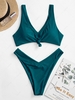 ZAFUL Maillot de Bain Bikini Néon Noué Coupe en V S Paon bleu