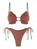 ZAFUL Maillot de Bain Bikini Noué à Côté à Corde S Café
