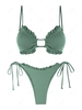 ZAFUL Maillot de Bain Bikini Noué à Côté à Corde S Vert clair