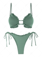 ZAFUL Maillot de Bain Bikini Noué à Côté à Corde S Vert clair