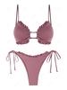 ZAFUL Maillot de Bain Bikini Noué à Côté à Corde S Violet clair
