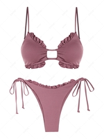 ZAFUL Maillot de Bain Bikini Noué à Côté à Corde S Violet clair