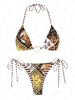ZAFUL Maillot de Bain Bikini Noué à Côté à Imprimé Cœur Ethnique Aztèque à Corde M Café