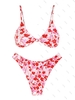 ZAFUL Maillot de Bain Bikini Noué à Côté à Imprimé Fleuri M Rose léger