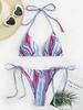 ZAFUL Maillot de Bain Bikini Noué à Côté à Imprimé Vortex à Corde M Multi a