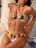 ZAFUL Maillot de Bain Bikini Noué à Côté en Blocs de Couleurs à Col Halter M Orange foncé
