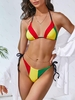 ZAFUL Maillot de Bain Bikini Noué à Côté en Blocs de Couleurs à Jambe Haute S Jaune