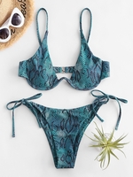 ZAFUL Maillot de Bain Bikini Noué à Côté Peau de Serpent à Armature L Multi a