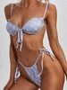 ZAFUL Maillot de Bain Bikini Noué à Imprimé Cachemire à Cordon Style Bohémien S Bleu