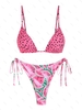 ZAFUL Maillot de Bain Bikini Noué à Imprimé Pastèque à Cordon M Rose clair