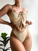 ZAFUL Maillot de Bain Bikini Noué en Avant à Coupe Haute à Col Halter M Café lumière