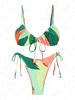 ZAFUL Maillot de Bain Bikini Noué en Blocs de Couleurs à Cordon avec Nœud Papillon S Vert