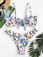 ZAFUL Maillot de Bain Bikini Noué Papillon Imprimé S