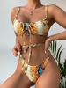 ZAFUL Maillot de Bain Bikini Noué Serpent Imprimé S Jaune