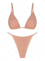 ZAFUL Maillot de Bain Bikini Noué Texturé à Corde M Rose clair