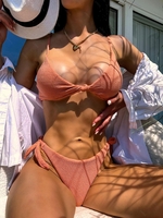 ZAFUL Maillot de Bain Bikini Noué Texturé M Orange clair