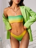 ZAFUL Maillot de Bain Bikini Ombré à Jambe Haute S Vert