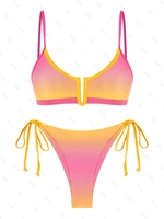 ZAFUL Maillot de Bain Bikini Ombré Noué à Côté à Armature en V S