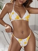 ZAFUL Maillot de Bain Bikini Palmier à Bretelle à Coupe Haute S Jaune