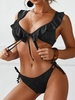 ZAFUL Maillot de Bain Bikini Pin à Volants à Pois à Paillettes S Noir