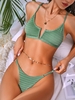 ZAFUL Maillot de Bain Bikini Plissé à Armature en V L Vert