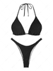 ZAFUL Maillot de Bain Bikini Plissé à Col Halter S Noir