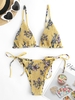 ZAFUL Maillot de Bain Bikini Plissé à Imprimé Marguerite M Jaune clair