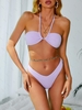 ZAFUL Maillot de Bain Bikini Plissé à Jambe Haute L Violet clair