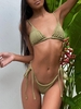 ZAFUL Maillot de Bain Bikini Plissé Côtelé à Cordon S Vert clair