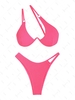 ZAFUL Maillot de Bain Bikini Plissé Texturé à Bretelle à Armature Unique L Rose clair