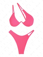ZAFUL Maillot de Bain Bikini Plissé Texturé à Bretelle à Armature Unique M Rose clair