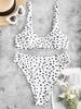 ZAFUL Maillot de Bain Bikini Plongeant à Coupe Haute à Pois M Blanc