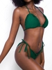 ZAFUL Maillot de Bain Bikini Plongeant à Volants à Col Halter S Vert profond
