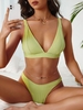 ZAFUL Maillot de Bain Bikini Plongeant Côtelé à Jambe Haute S Vert clair