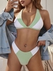 ZAFUL Maillot de Bain Bikini Plongeant en Blocs de Couleurs M Vert clair