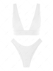 ZAFUL Maillot de Bain Bikini Plongeant Texturé à Coupe Haute S Blanc