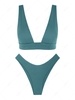 ZAFUL Maillot de Bain Bikini Plongeant Texturé à Coupe Haute S Vert profond