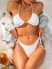 ZAFUL Maillot de Bain Bikini Rayé Noué à Côté en Peluche M Blanc
