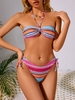 ZAFUL Maillot de Bain Bikini Rayé Sanglé à Col Halter M Orange