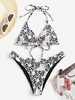 ZAFUL Maillot de Bain Bikini Réversible Léopard Côtelé à Col Halter S Rose clair