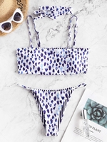 ZAFUL Maillot de Bain Bikini Réversible Rayé avec Ras-du-Cou L Bleu lapis